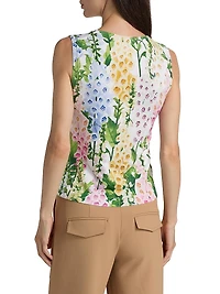 Foxgloves-Print Cotton-Blend Knit Tank