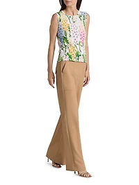 Foxgloves-Print Cotton-Blend Knit Tank