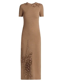 Foxgloves-Embroidered Knit Maxi Dress