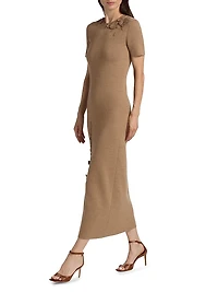 Foxgloves-Embroidered Knit Maxi Dress