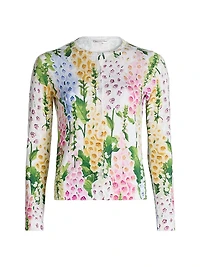 Foxgloves-Print Cotton-Blend Cardigan