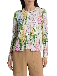 Foxgloves-Print Cotton-Blend Cardigan