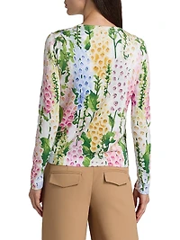 Foxgloves-Print Cotton-Blend Cardigan