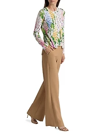 Foxgloves-Print Cotton-Blend Cardigan