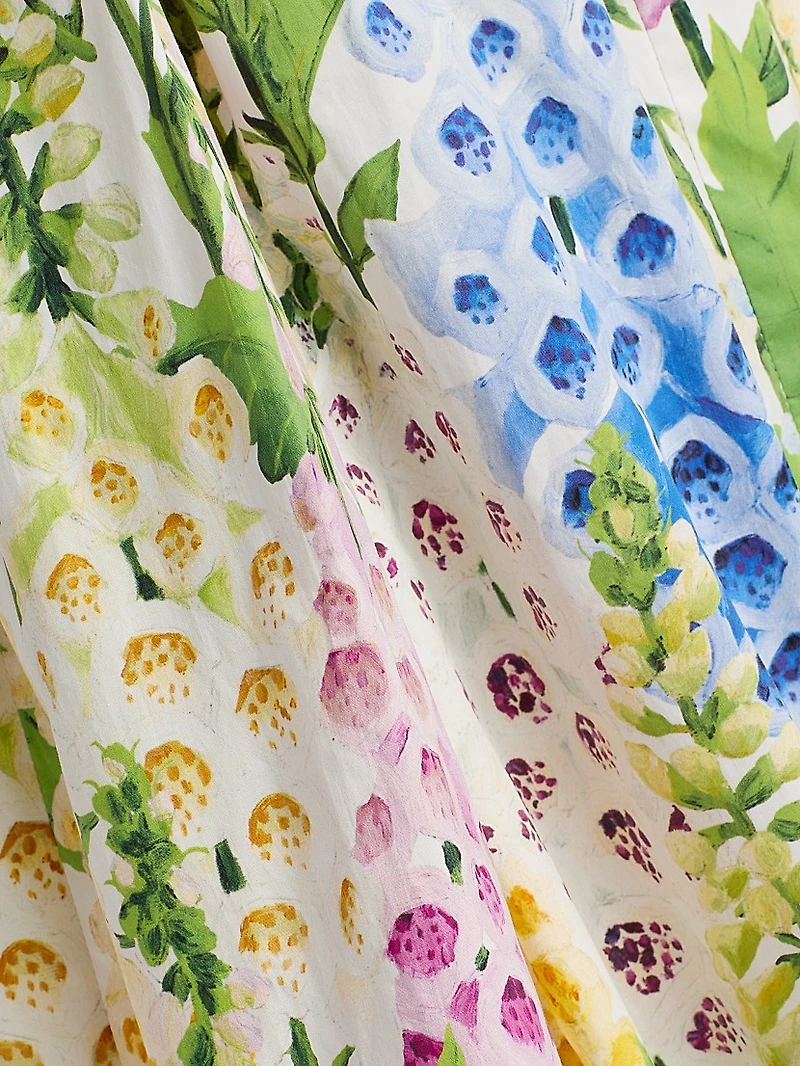 Foxgloves-Print Stretch-Cotton Poplin Maxi Dress