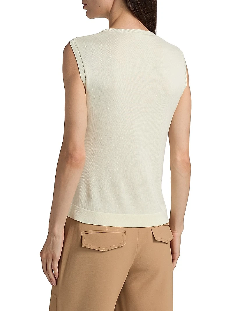 Foxgloves-Embroidered Lace Insert Knit Tank