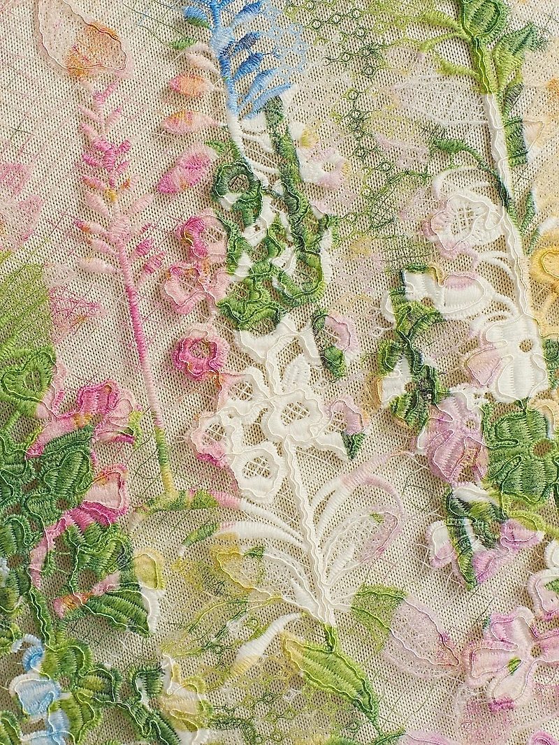 Foxgloves-Embroidered Lace Insert Knit Tank