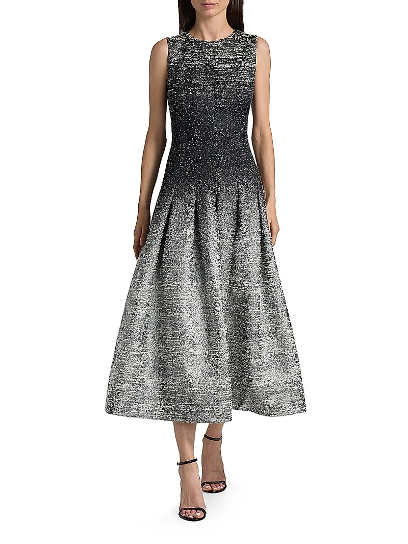 Ombré Bouclé A-Line Cocktail Dress