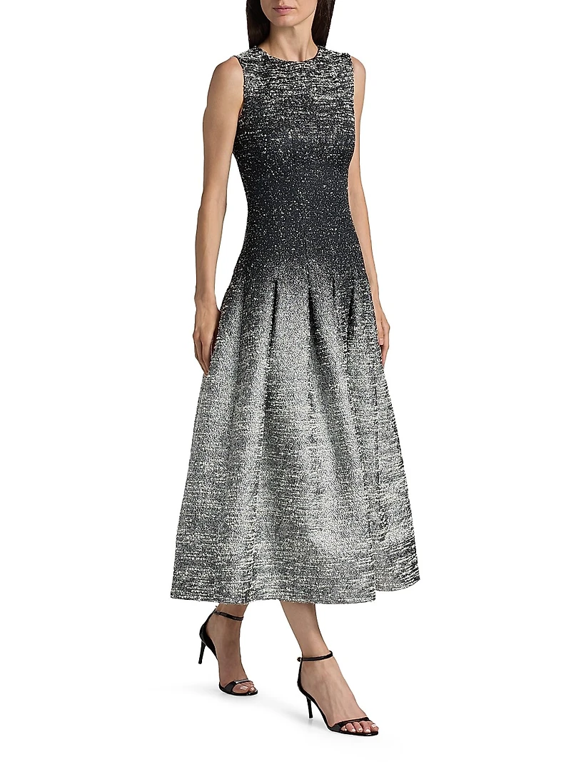 Ombré Bouclé A-Line Cocktail Dress