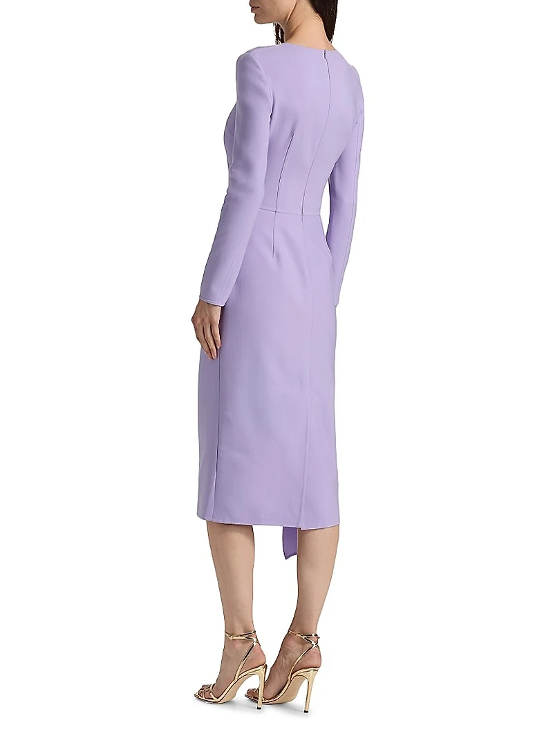 Asymmetric Draped Stretch-Wool Cocktail Dress