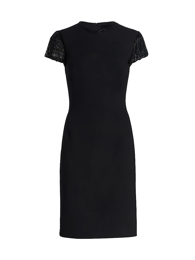 Wool-Blend Short-Sleeve Cocktail Dress