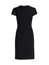 Wool-Blend Short-Sleeve Cocktail Dress