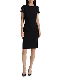 Wool-Blend Short-Sleeve Cocktail Dress