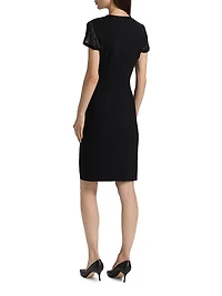 Wool-Blend Short-Sleeve Cocktail Dress