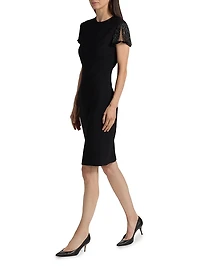 Wool-Blend Short-Sleeve Cocktail Dress