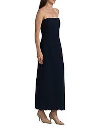Cotton-Blend Tweed Strapless Column Dress