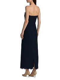 Cotton-Blend Tweed Strapless Column Dress