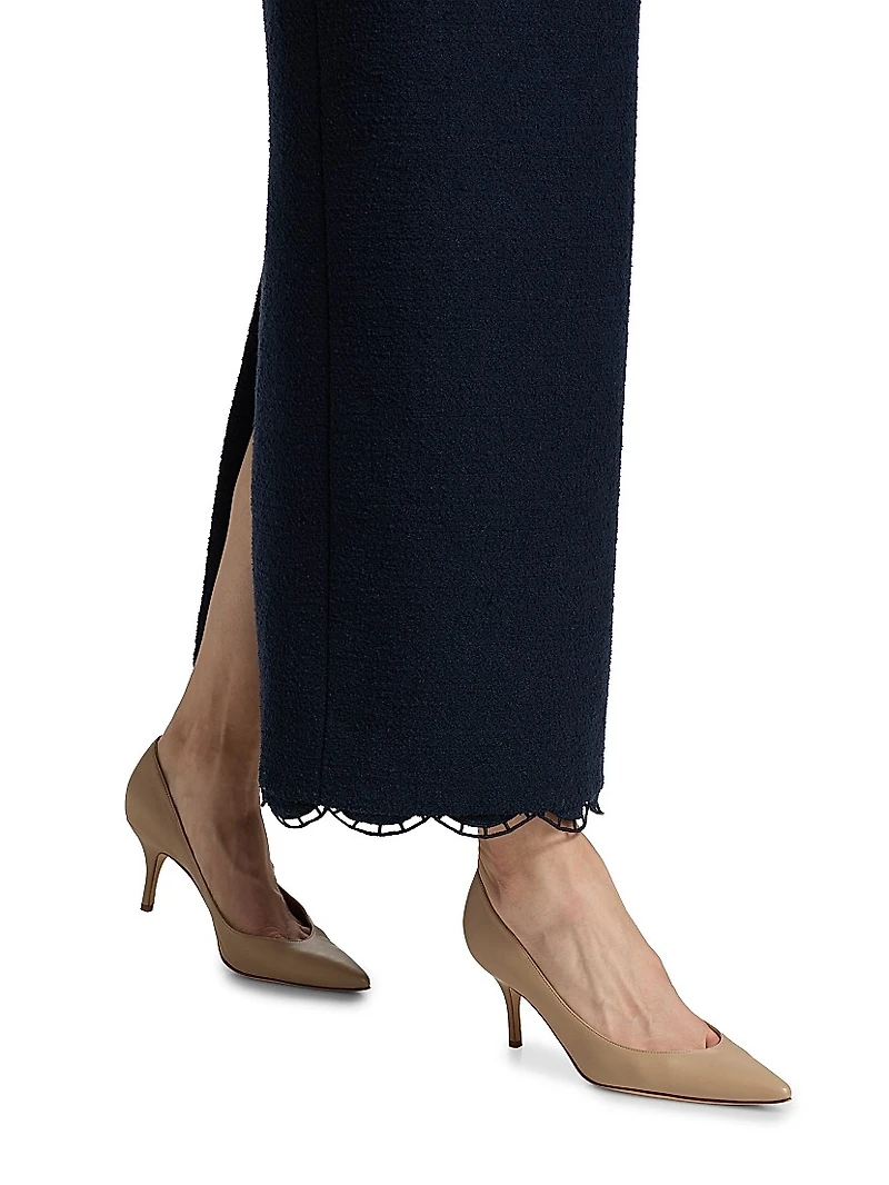 Cotton-Blend Tweed Strapless Column Dress