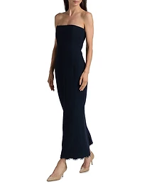 Cotton-Blend Tweed Strapless Column Dress