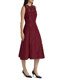 Cut-Out Floral-Embroidered Silk Cocktail Dress