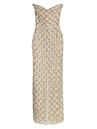 Mother-of-Pearl Embroidered Strapless Gown