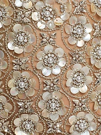 Mother-of-Pearl Embroidered Strapless Gown