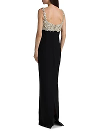 Mother-of-Pearl Embroidered Bustier Gown
