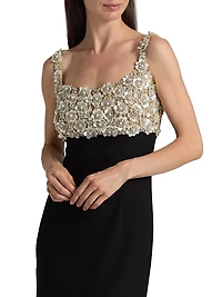 Mother-of-Pearl Embroidered Bustier Gown