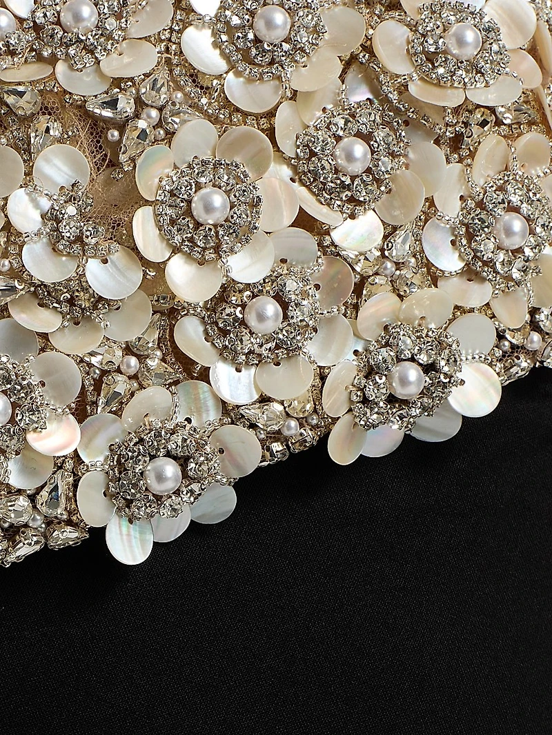 Mother-of-Pearl Embroidered Bustier Gown