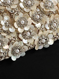Mother-of-Pearl Embroidered Bustier Gown