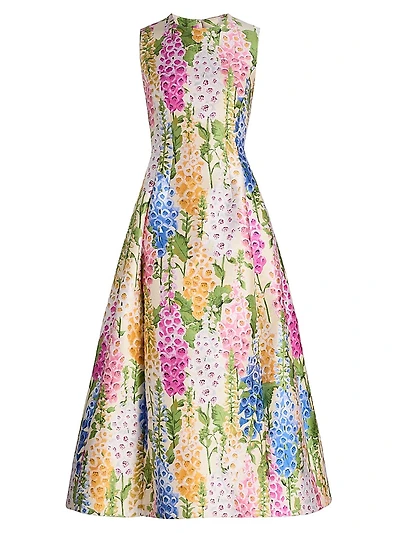 Foxgloves Jacquard A-Line Midi-Dress