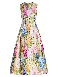 Foxgloves Jacquard A-Line Midi-Dress