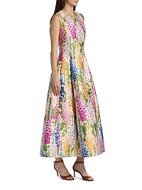 Foxgloves Jacquard A-Line Midi-Dress