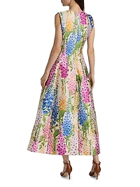 Foxgloves Jacquard A-Line Midi-Dress