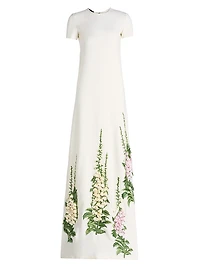 Foxglove-Embroidered Caftan Gown