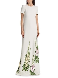 Foxglove-Embroidered Caftan Gown