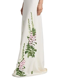 Foxglove-Embroidered Caftan Gown