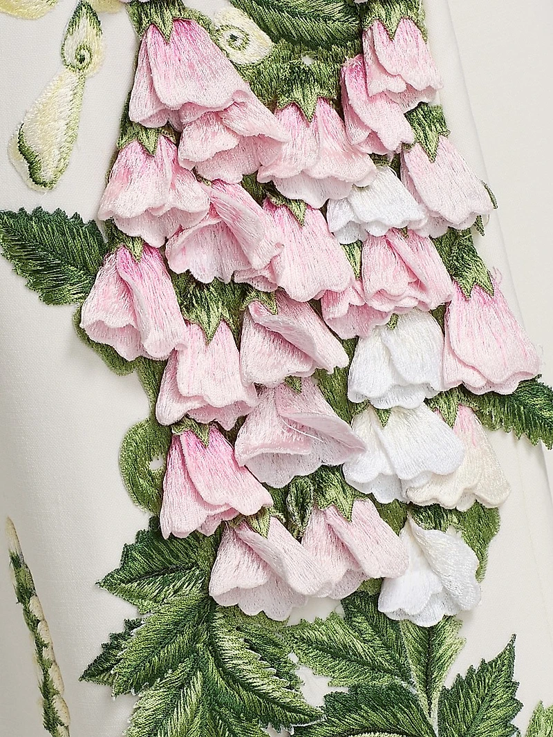 Foxglove-Embroidered Caftan Gown