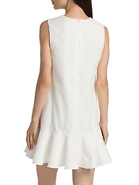 Oscar Chain-Detail Cotton Flounce-Hem Minidress