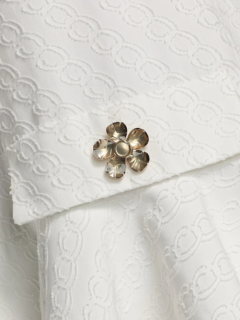 Oscar Chain-Detail Cotton Flounce-Hem Minidress