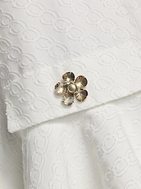 Oscar Chain-Detail Cotton Flounce-Hem Minidress