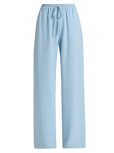 Silk Georgette Wide-Leg Drawstring Pants