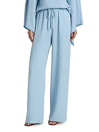 Silk Georgette Wide-Leg Drawstring Pants