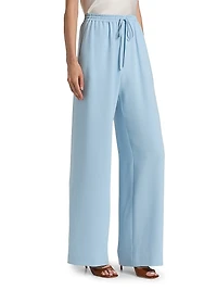Silk Georgette Wide-Leg Drawstring Pants