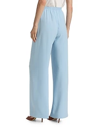 Silk Georgette Wide-Leg Drawstring Pants