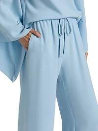 Silk Georgette Wide-Leg Drawstring Pants