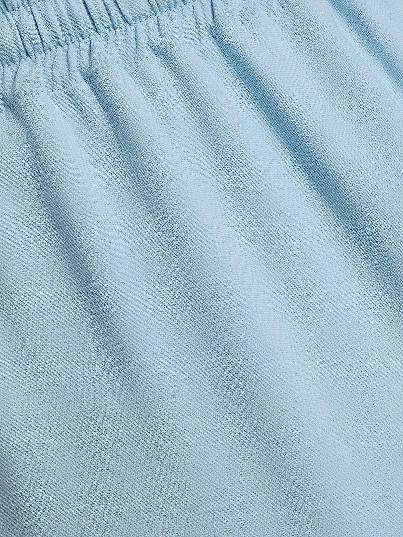 Silk Georgette Wide-Leg Drawstring Pants