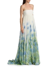 Alliums Degrade Chiffon Strapless Gown