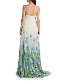 Alliums Degrade Chiffon Strapless Gown