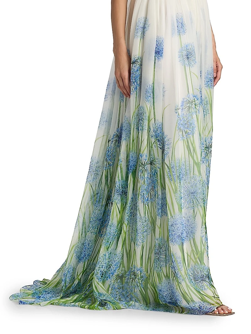 Alliums Degrade Chiffon Strapless Gown